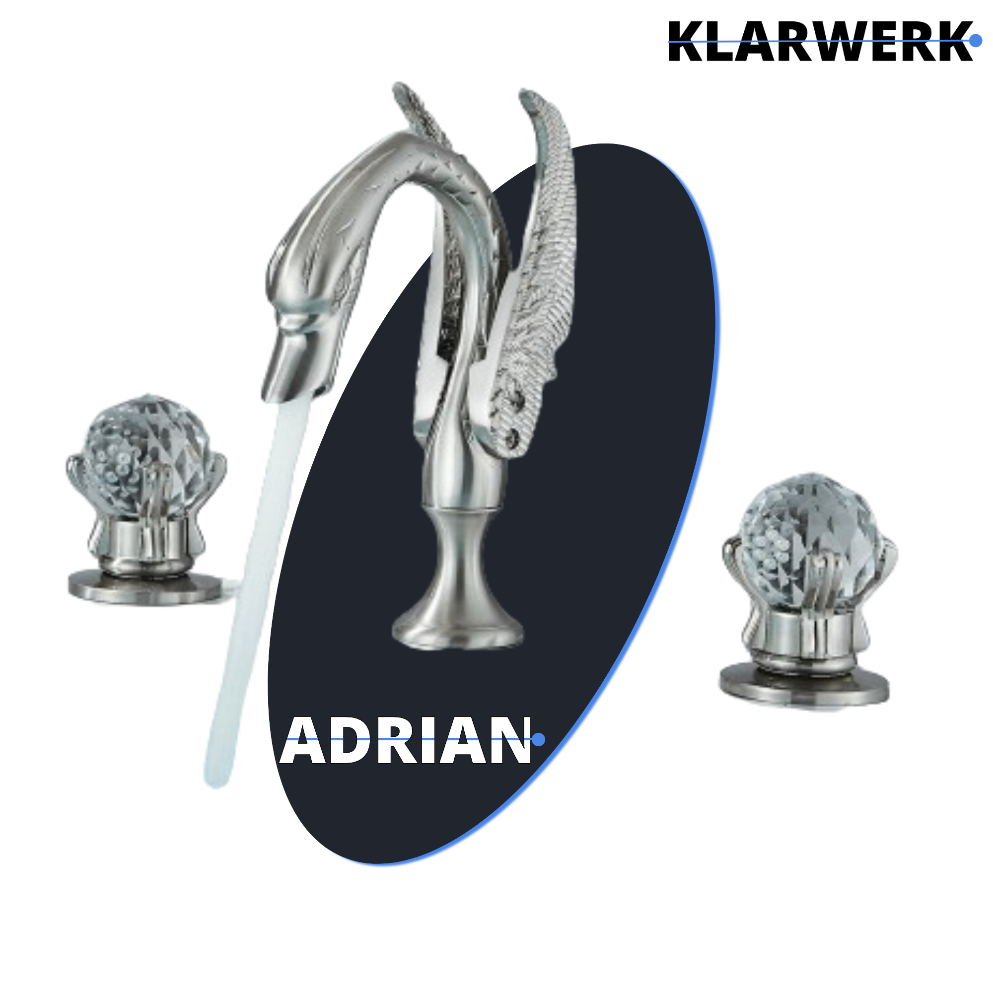 ADRIAN| Rubinetto da bagno a 3 fori grande cigno cromato  per vasca da bagno dal design lussuoso per restaurante, miscelatore per lavabo a 2 maniglie