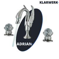 ADRIAN| Rubinetto da bagno a 3 fori grande cigno cromato  per vasca da bagno dal design lussuoso per restaurante, miscelatore per lavabo a 2 maniglie