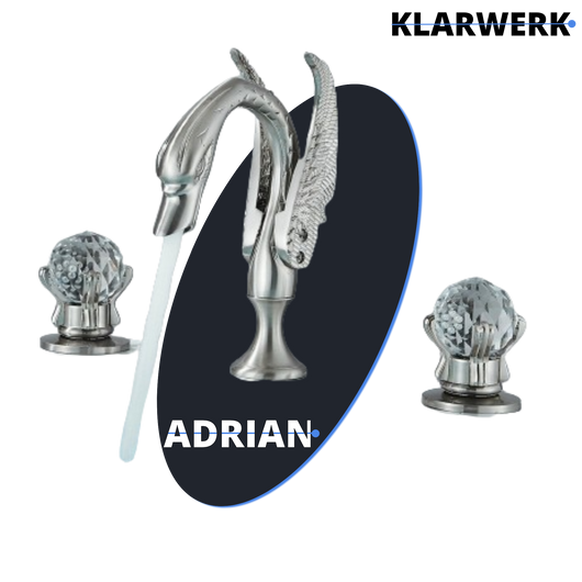 ADRIAN| Rubinetto da bagno a 3 fori grande cigno cromato  per vasca da bagno dal design lussuoso per restaurante, miscelatore per lavabo a 2 maniglie