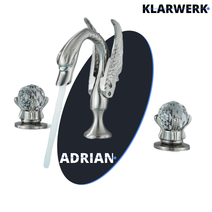 ADRIAN| Rubinetto da bagno a 3 fori grande cigno cromato  per vasca da bagno dal design lussuoso per restaurante, miscelatore per lavabo a 2 maniglie