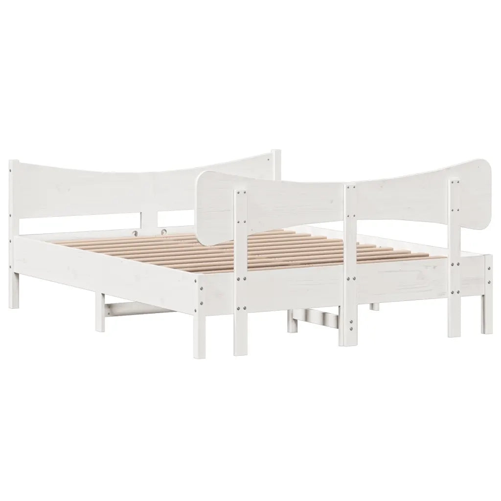 Letto matrimoniale | Letto per adulti | Giroletto senza Materasso Bianco 140x200 cm Legno Massello Pino
