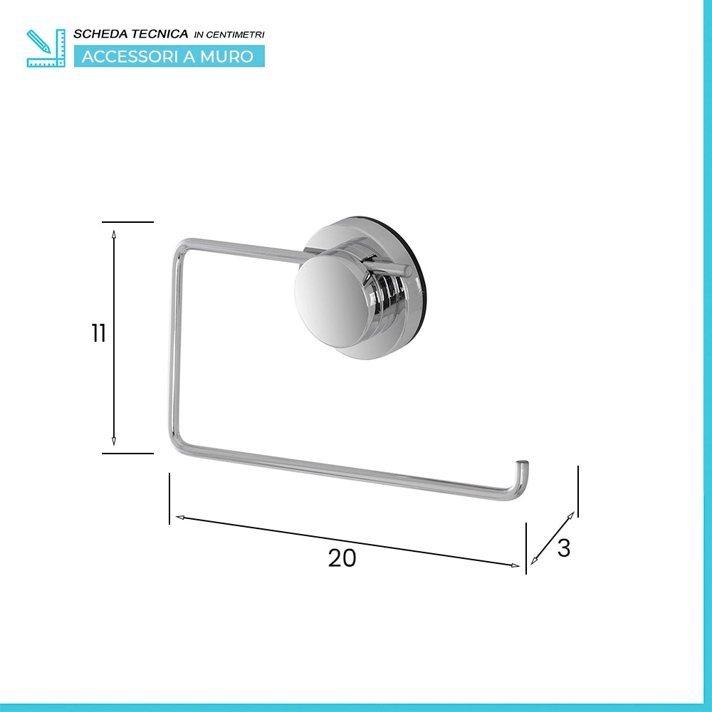 Set accessori a muro 4 pezzi in acciaio fissaggio con ventosa  Dinamik