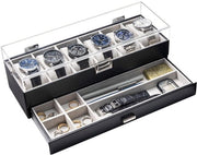 Cassa orologio per uomo con 6 compartimenti, cassa orologio con cassetta, cassa orologio in legno con 6 compartimenti, cassa orologio per uomo, cassa orologio in legno con cassetta, 6 compartimenti, nero