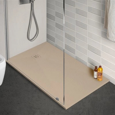 Piatto doccia 80x100 cm tortora effetto pietra in resina riducibile Karen