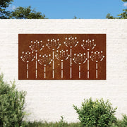 Decorazione Muro da Giardino 105x55 cm Fiore in Acciaio Corten 824499