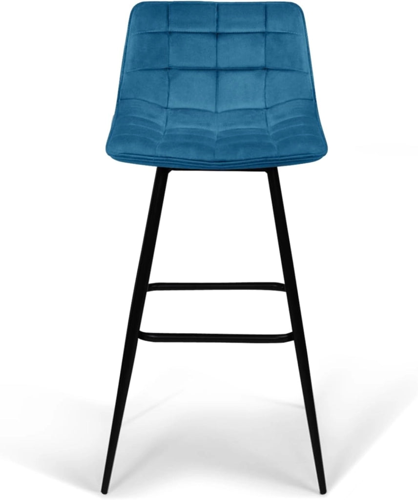 Set di 4 sgabelli da bar in velluto blu, grigio chiaro, grigio scuro, giallo MADY