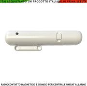Sensore Magnetico Wireless Incorpora Sismico 2 Ingressi per Rilevatori Remoti Autonomi Contaimpulsi Regolabili da Remoto Tramite App Frequenza 868 MHz Codifica UNISAT Segnalazione Allarme Tramite Led