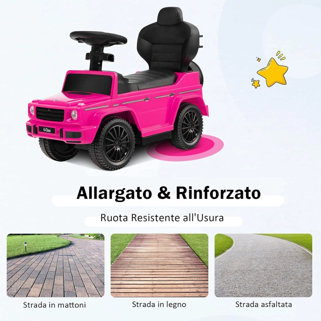 Auto a Spinta per Bambini, Macchina Cavalcabile a Spinta con Tettuccio Regolabile Maniglia per Genitori Paracolpi, Ideale per Bambini 12-36 Mesi (Rosa)