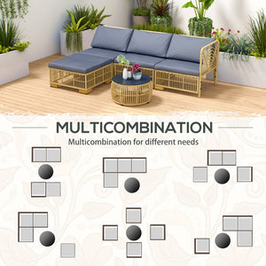 Set da Giardino con Divano Modulabile Cuscini e Tavolino da Caffè   Grigio