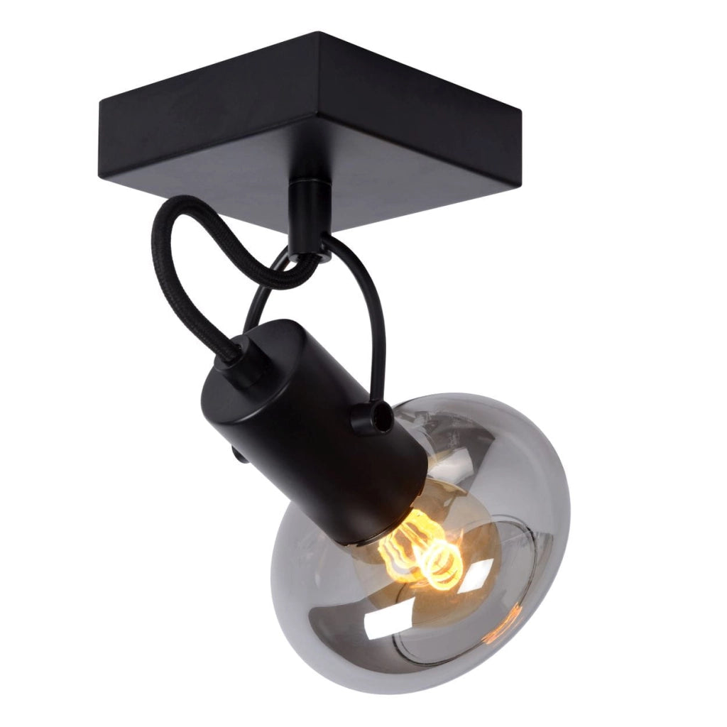 Lampada soffitto Lucide Madee vetro nero trasparente E14 25W