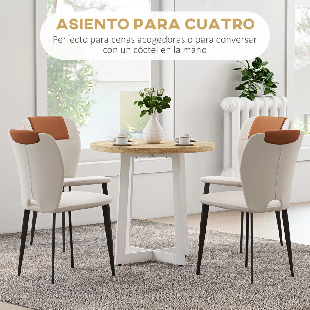 Tavolo da pranzo rotondo per 4 persone ¨C zephmum ¨C legno rovere e acciaio ?80x75 cm