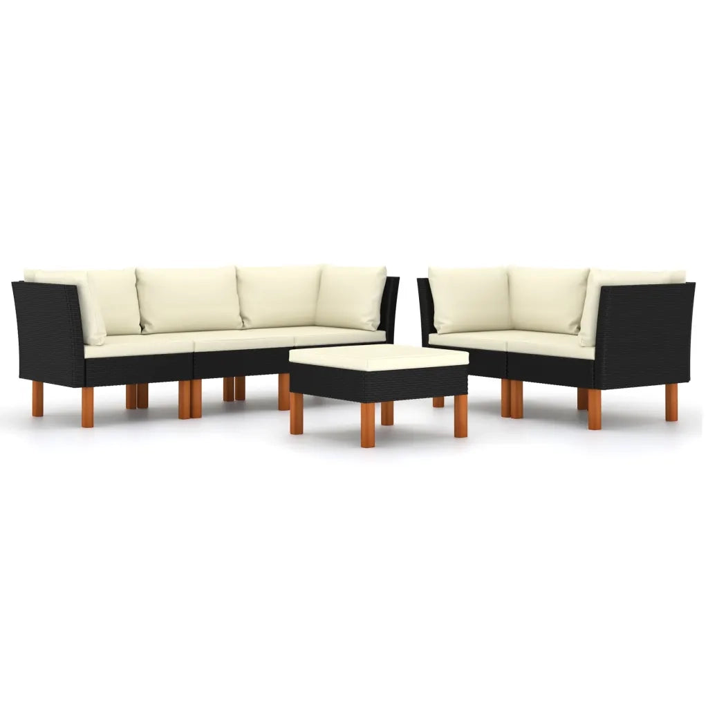 Set Divani da Giardino 6 pz con Cuscini in Polyrattan Nero cod mxl 40511