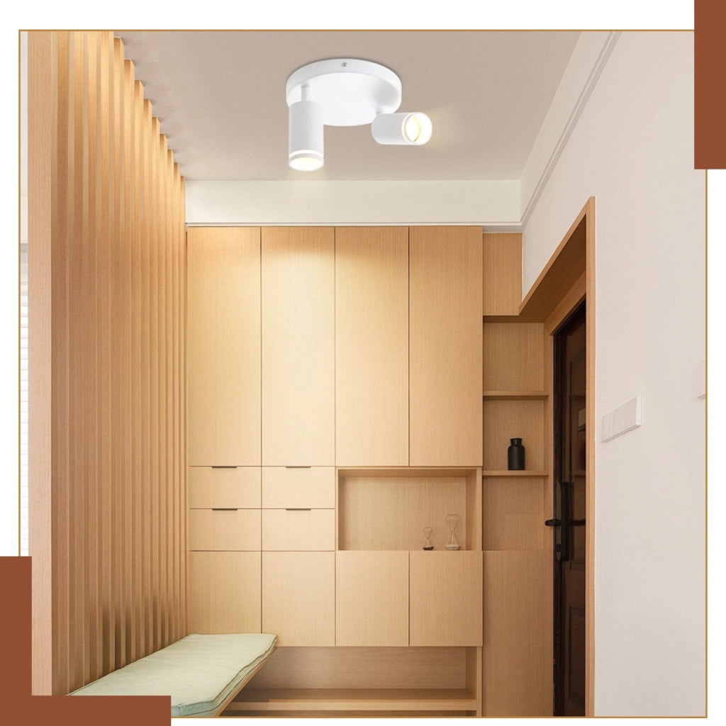 ZMH Faretto da soffitto Rotondo Bianco 2 Luci GU10 Orientabile da Interno in Metallo per Corridoio Senza Lampadine