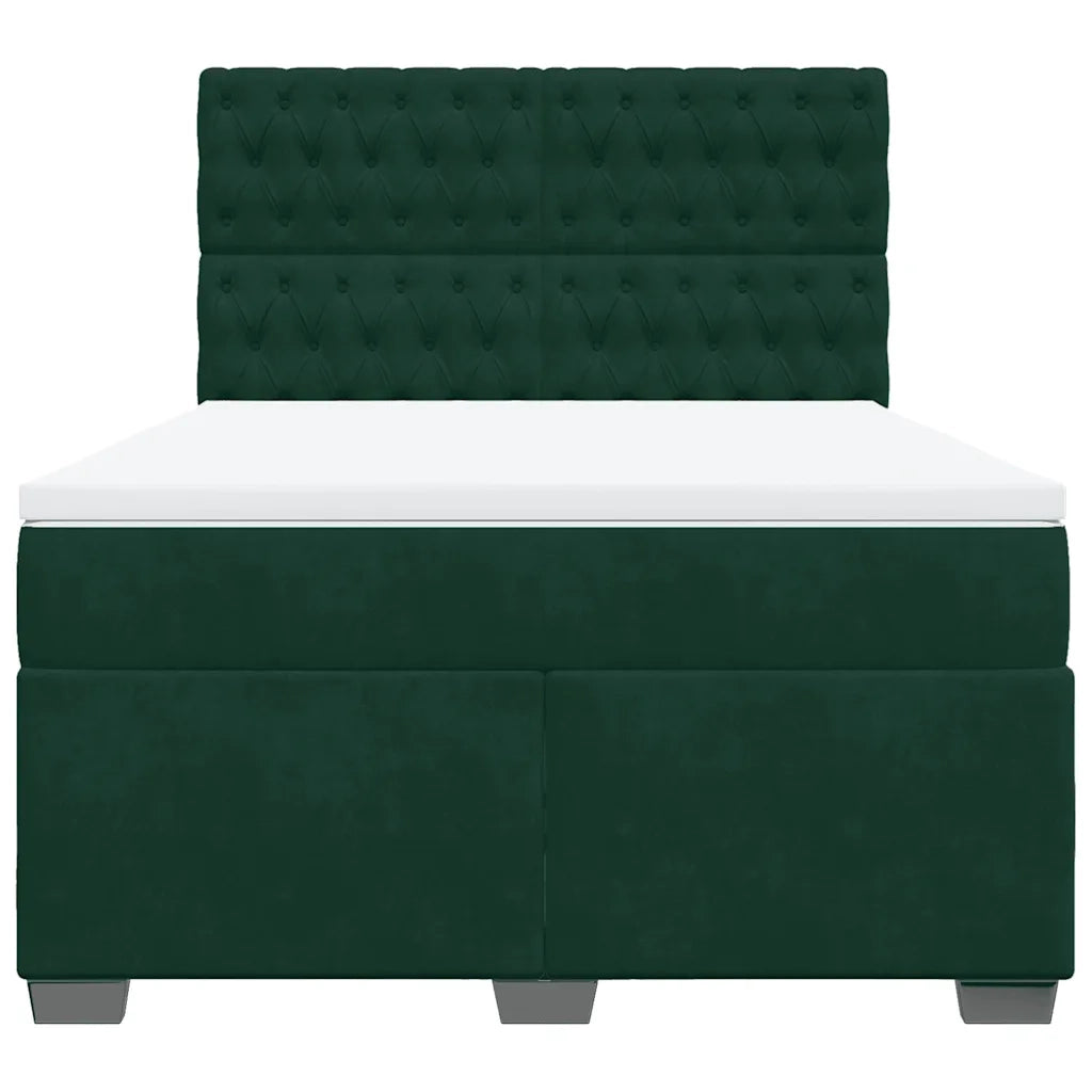 Giroletto a Molle con Materasso Verde Scuro 160x200 cm Velluto