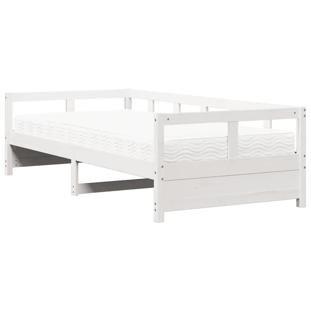Dormeuse con Materasso-Divano Letto Bianca 80x200 cm Legno Massello di Pino 407020