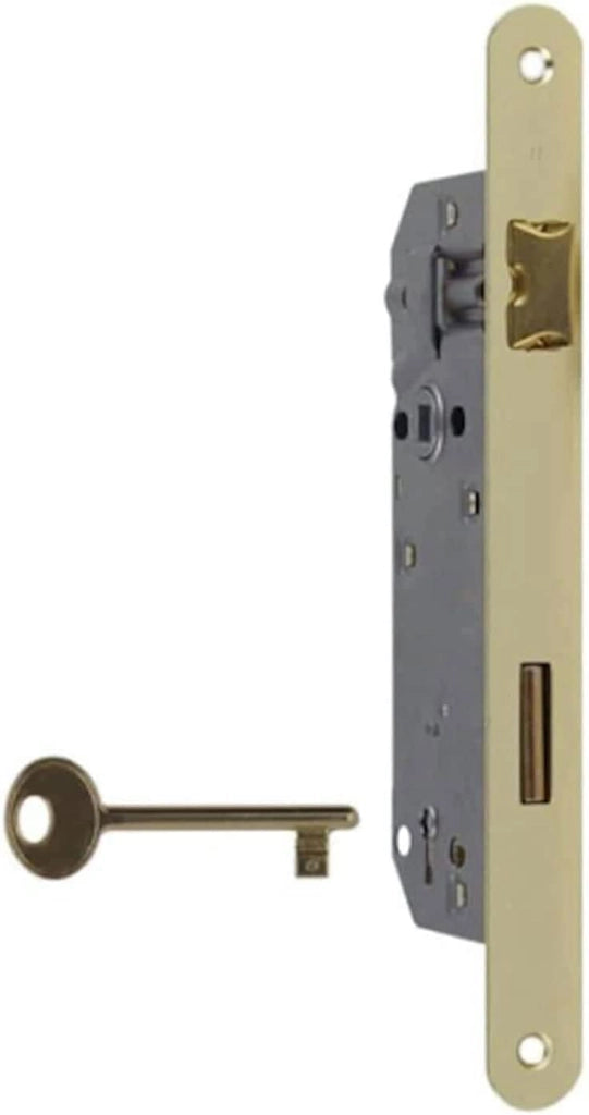 Serratura patent per porta scorrevole 50x8 mm ottonato