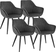 Set di 4 divani da pranzo in velluto con schienali - divano da pranzo, poltrona, divano, divano relax - 40x40x81 cm - grigio scuro