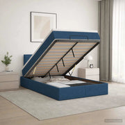 Letto ottomano con materasso Blu 120 x 200 cm Tessuto 3456239