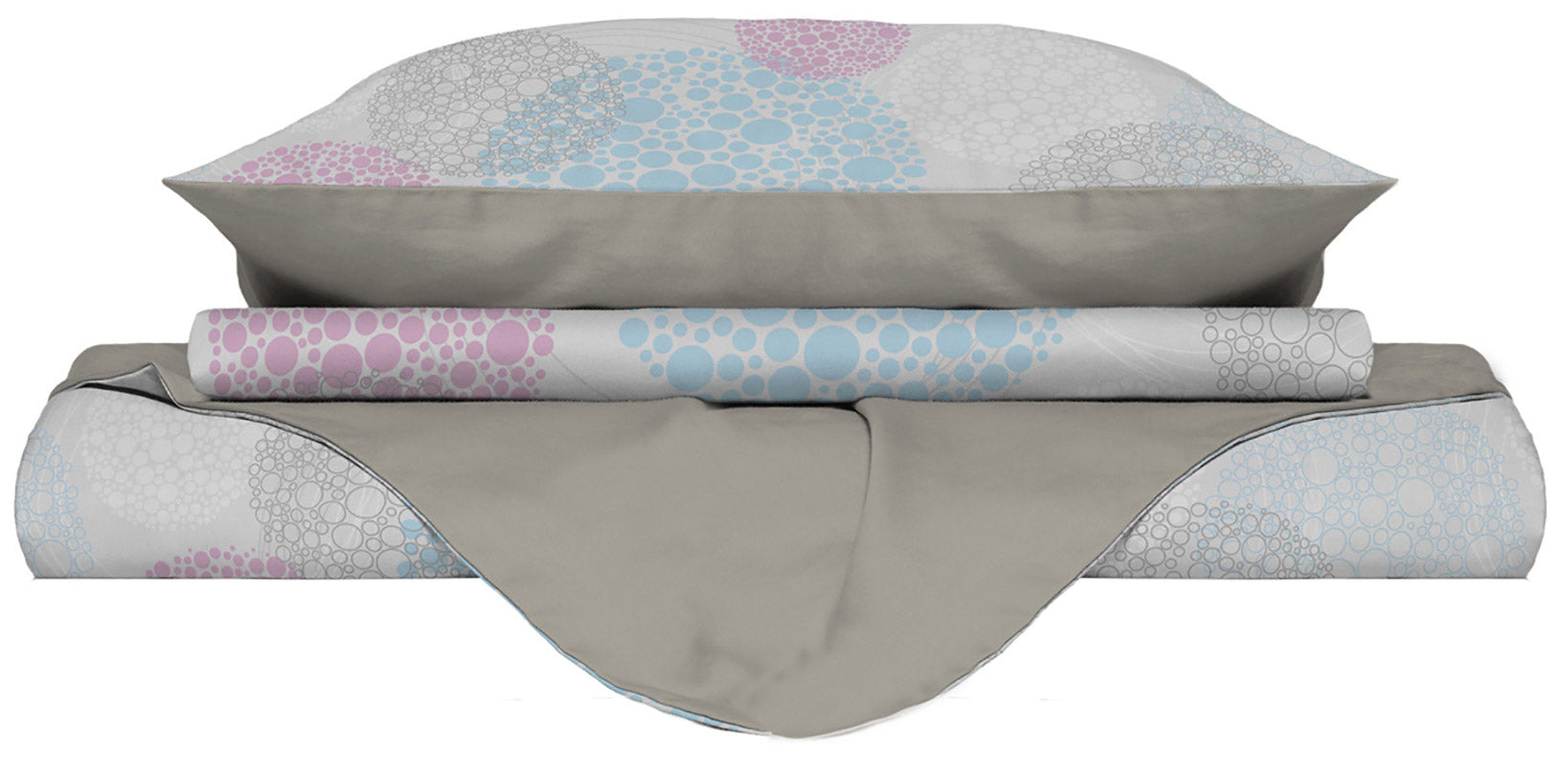 Copripiumino 1 Piazza e Mezzo con Stampa sul Sacco e Federe Doubleface Molecole