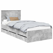Letto singolo | Letto per adulti | Struttura del letto con cassetto Grigio cemento 90 x 200 cm