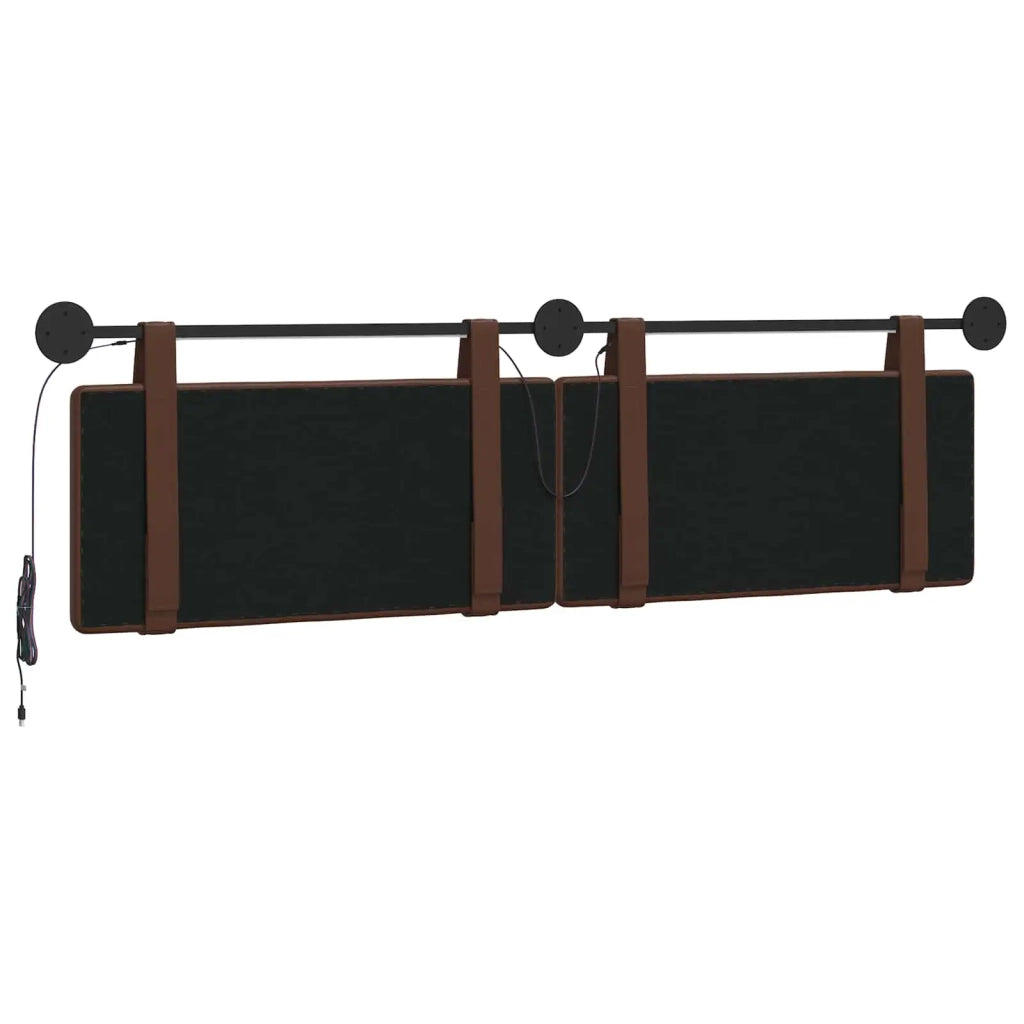 Testiera sospesa Con luce LED Marrone Similpelle