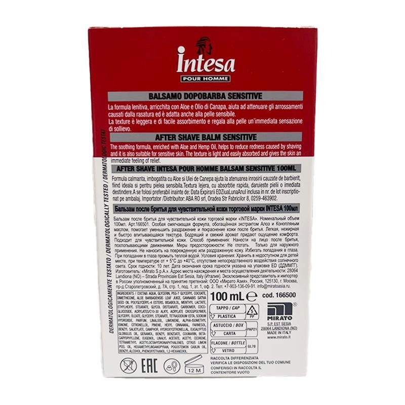 INTESA BALSAMO DOPOBARBA LENITIVO ANTI-ARROSSAMENTO OLIO DI CANAPA SENSITIVE 100 ML