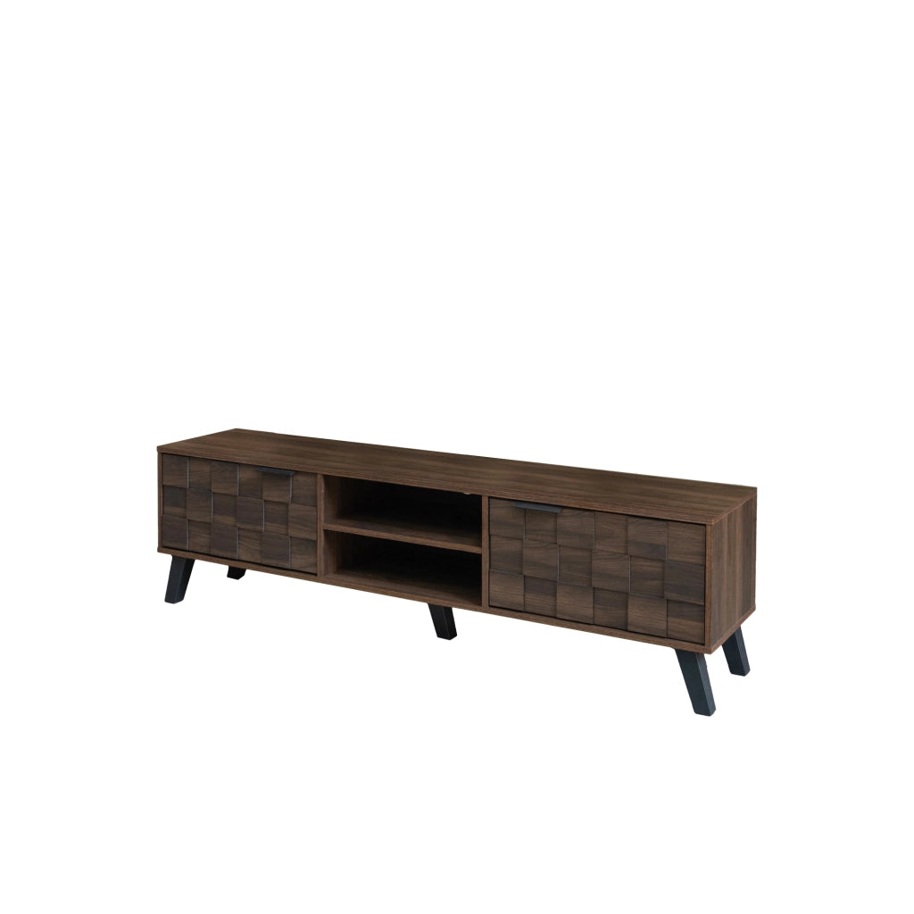 Mobile TV con 2 Ante e 2 Vani Aperti; Cerniere Ammortizzate; per Soggiorno; in Truciolare; 160;5 × 35;5 × 45 cm; Legno