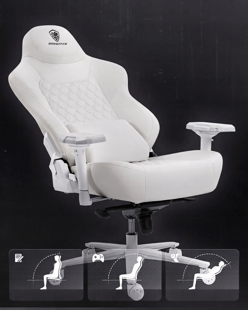 Sedia Gaming DOWINX Nera 200 kg con Braccioli 4D; Seduta Larga 59 cm e Dondolo 15°