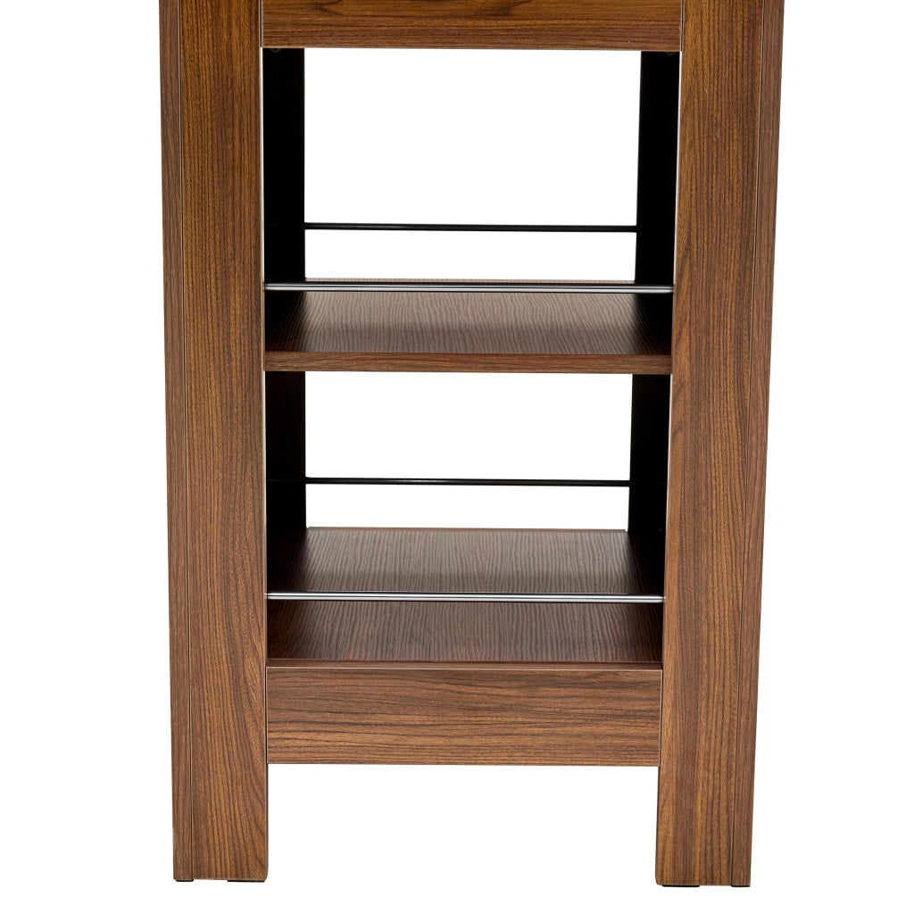 Tavolo da pranzo 100x100x76 cm con vani aperti in MDF noce