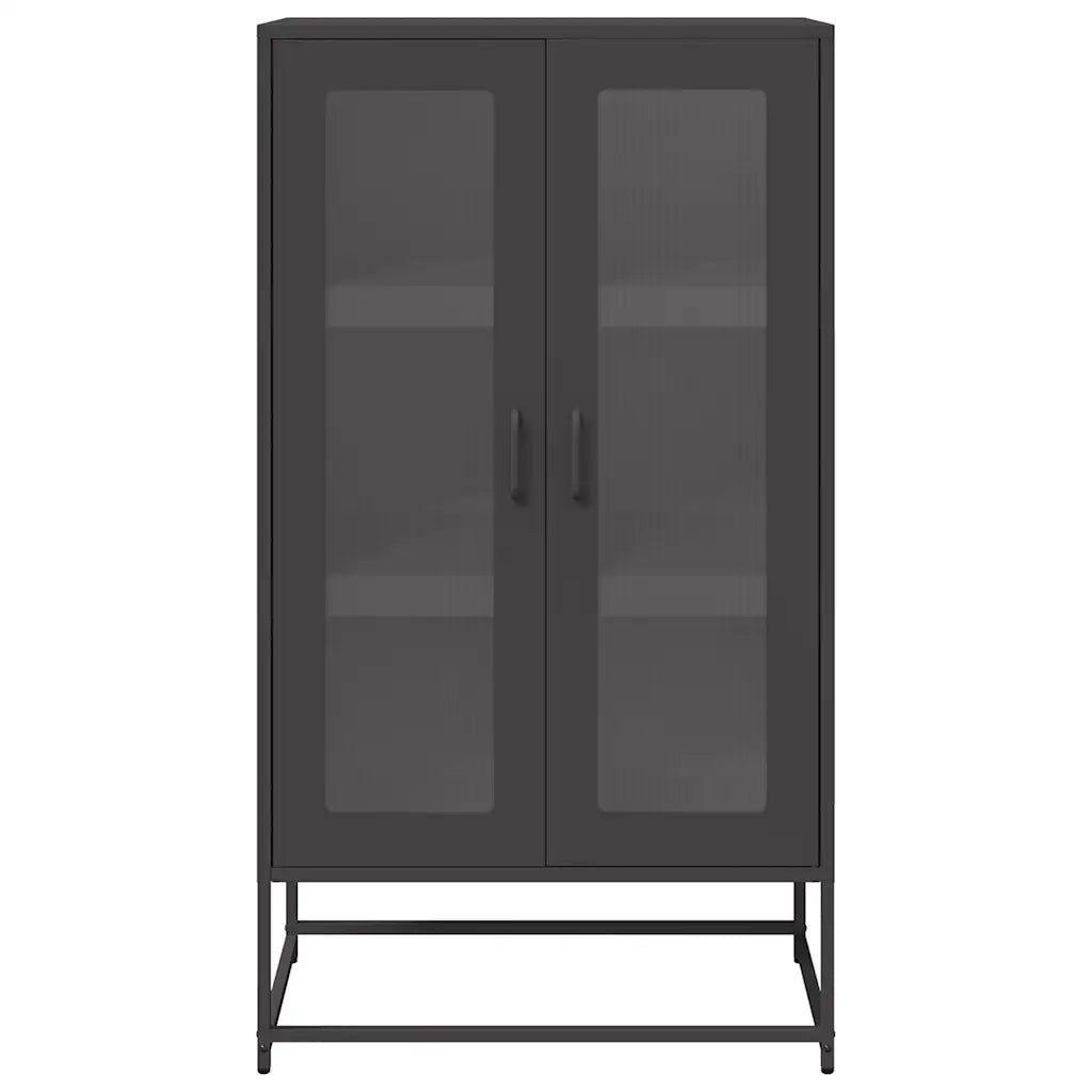 Credenza-Buffet-Armadio da cucina Nera 68x39x123 cm in Acciaio 908815