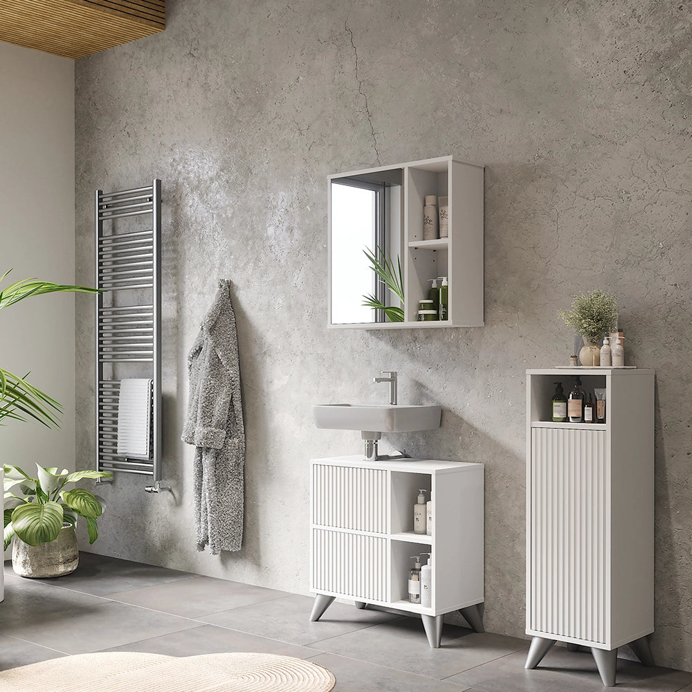 Vicco mobiletto bagno Bianco 30 x 97 cm con porta