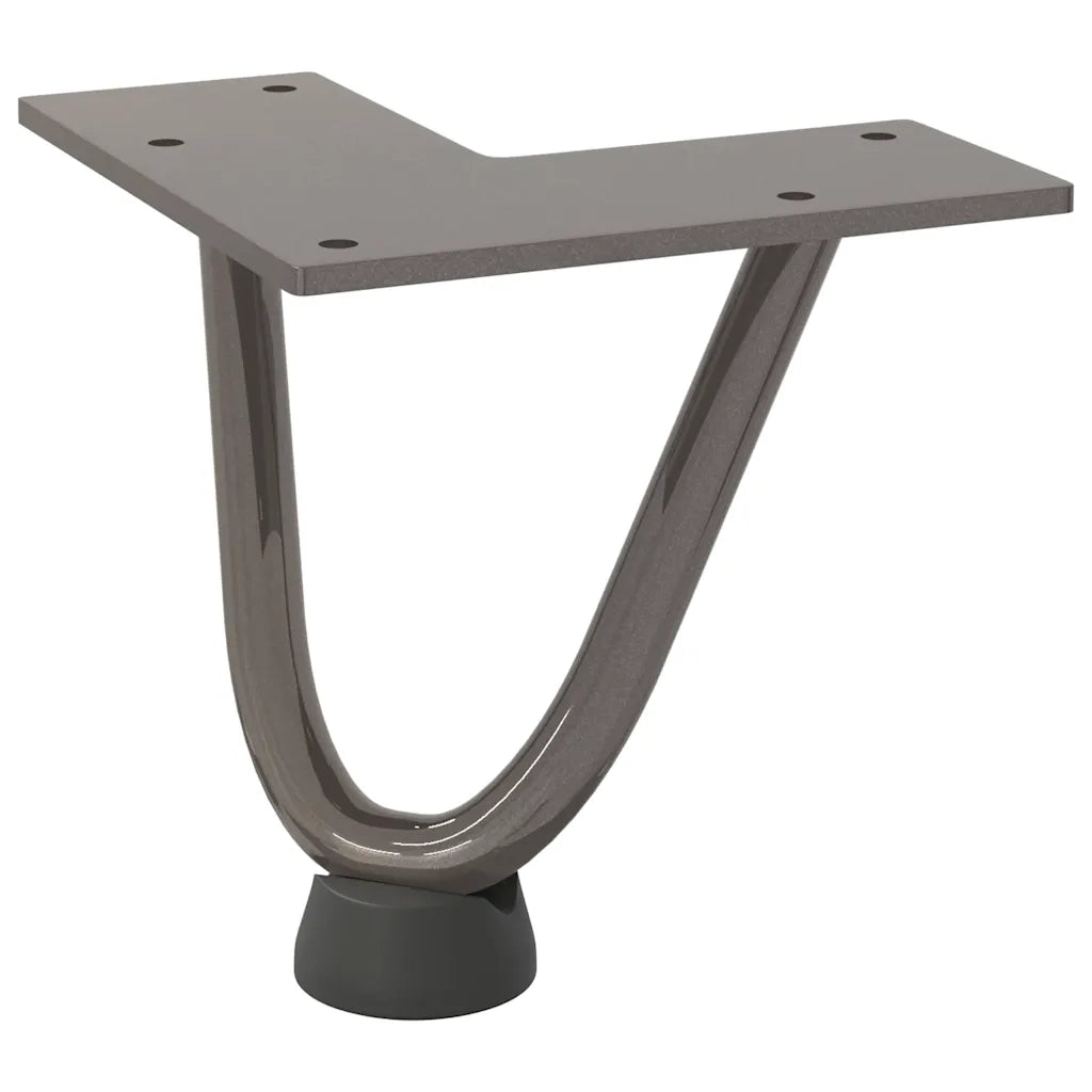 Gambe a forcina per tavolino 4 pz in acciaio naturale 10 cm in acciaio massiccio
