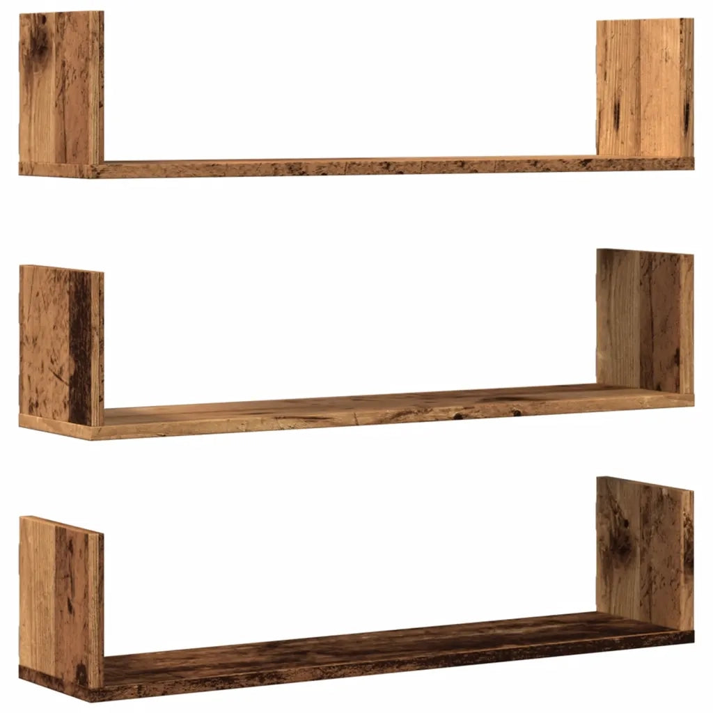 Mensole a Parete 3pz Legno Antico 80x18x18 cm in Truciolato 853297