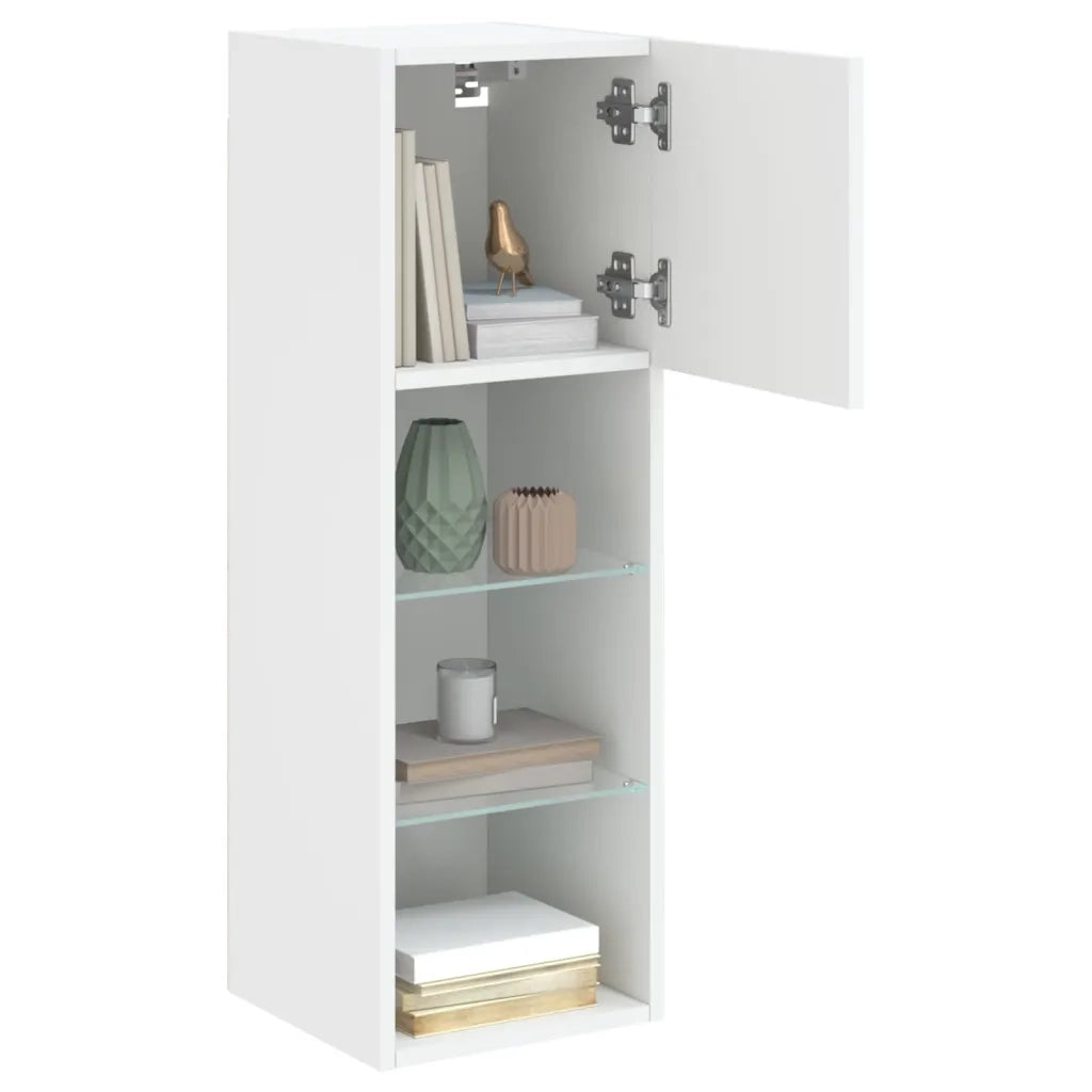 Mobili Porta TV con Luci LED 2 pz Bianchi 30,5x30x90 cm 837002