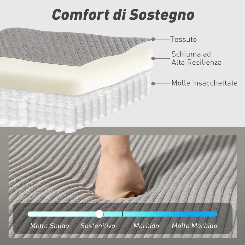 Divano Letto Angolare con 2 Chaise Longue e Contenitore, Velluto, 282x140x86 cm, Grigio ¨C Zephmum