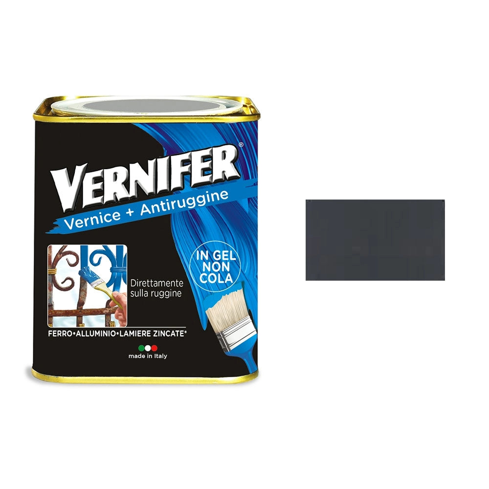 Vernice Antiruggine Vernifer Brillante Satinata Metallizzata Interno Esterno Colore: Grigio Ferro Satinato