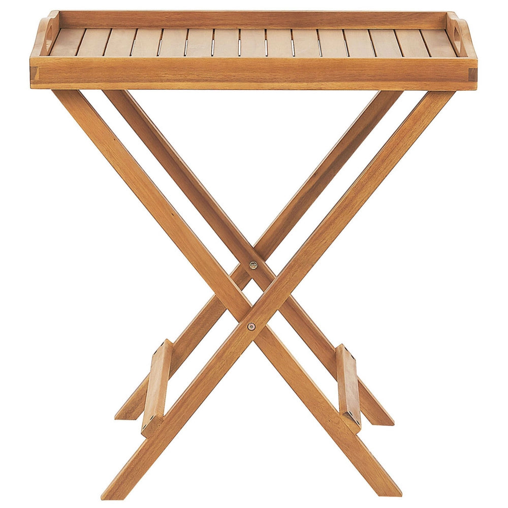 Set da bistrot da giardino Tavolo in legno di acacia 2 sedie con cuscini blu resistente ai raggi UV pieghevole