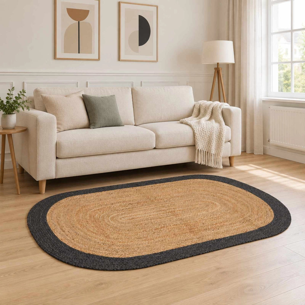 Tappeto da Area Grigio Scuro 122 x 183 cm Juta 42010706