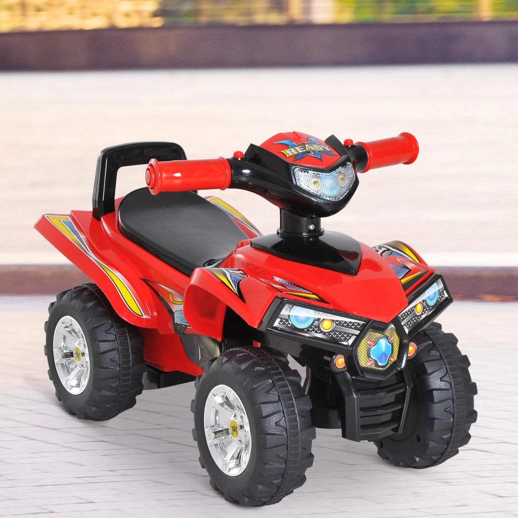 Portagiochi per Bambini Quad ¨C zephmum ¨C Rosso Nero 60x38x42 cm con Luci e Suoni
