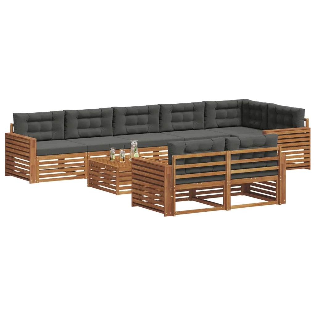 Set di divani da esterno con cuscino 9 pcs Naturale e Antracite