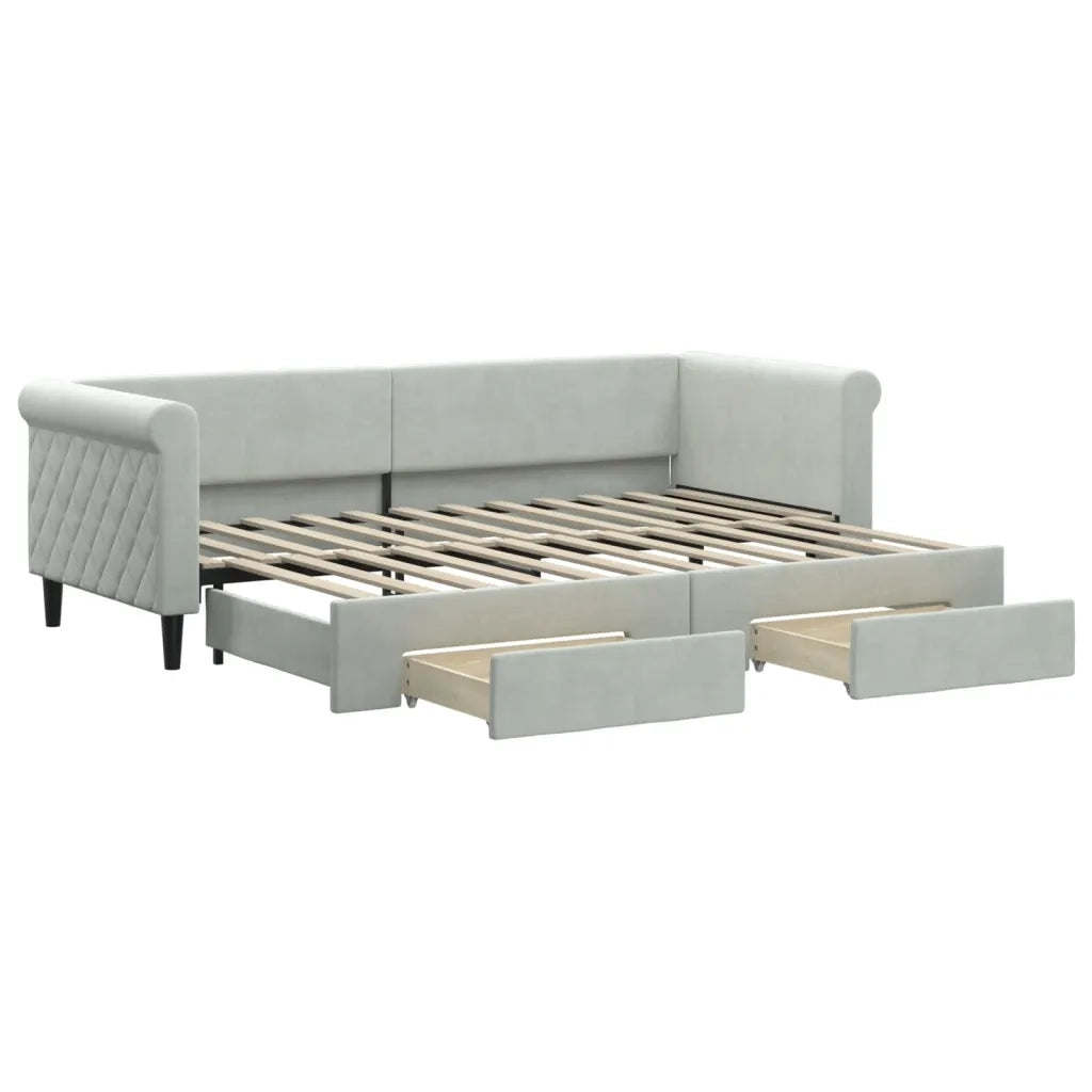 Divano Letto Estraibile Cassetti-Sofa Letto-Daybed Grigio Chiaro 80x200cm Velluto 987650