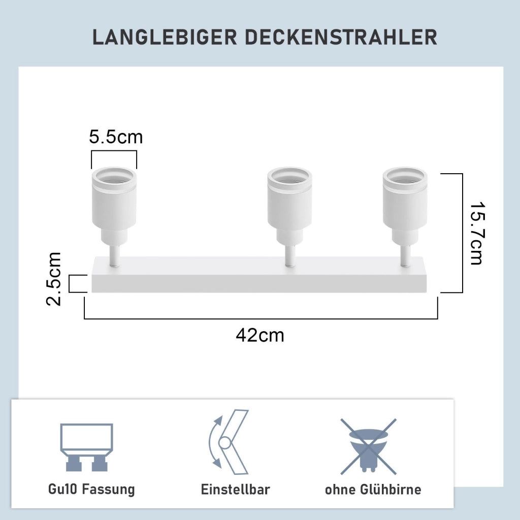 ZMH Faretto da soffitto 3 fiamme giratori 355° a sospensione moderni per corridoio camera letto