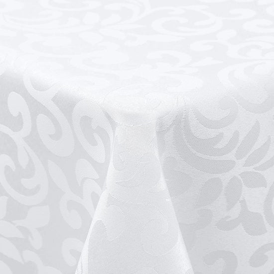 Telaio da tavolo lavabile rettangolare 130 x 200 cm tessuto in poliestere con disegno jacquard con ornamenti in tessuto facile da pulire resistente alla sporcizia bianco
