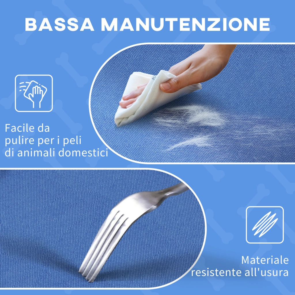 Cuccia per Cani Rialzata Pieghevole Interno Esterno ¨C Zephmum ¨C Metallo Tessuto Oxford Blu 76x61x18 cm