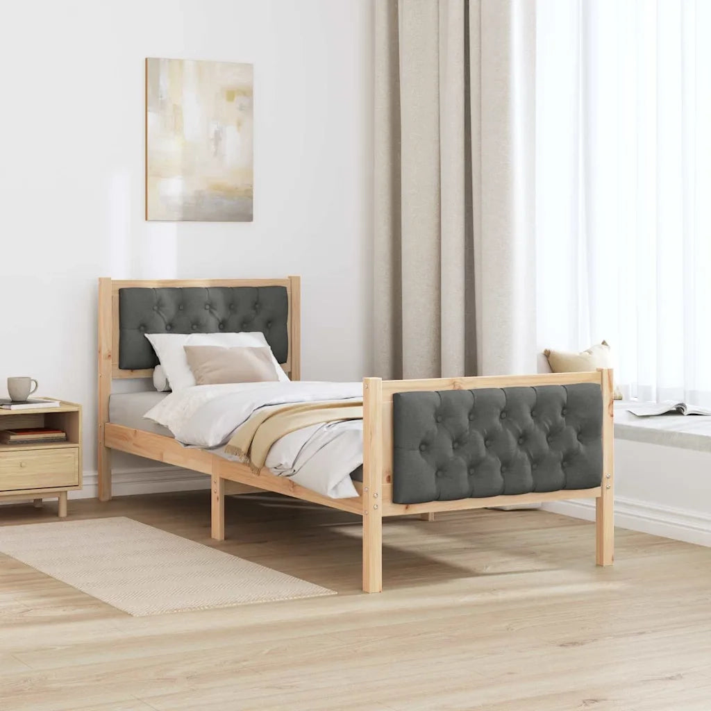 Struttura del letto Grigio scuro 80 x 200 cm Pino massello