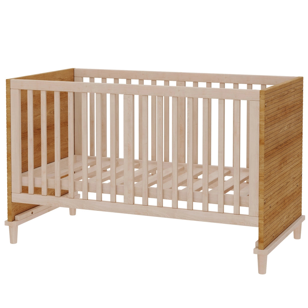 Set cameretta bebè con armadio 3 ante e lettino a sbarre, naturale, 120x50x180 cm + 70x140x87 cm