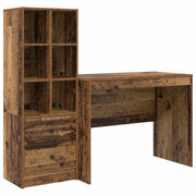 Scrivania | Tavolo da Ufficio con cassetto 2 pz Legno vecchio