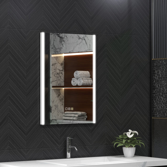 Specchio Bagno da Parete con Luce LED a 3 Colori 70x50x3 cm in Vetro Temperato Argento