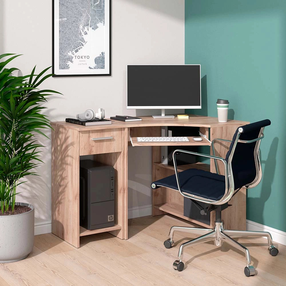 Vicco Scrivania angolare Sonoma 83 x 76 cm Set con armadio PC