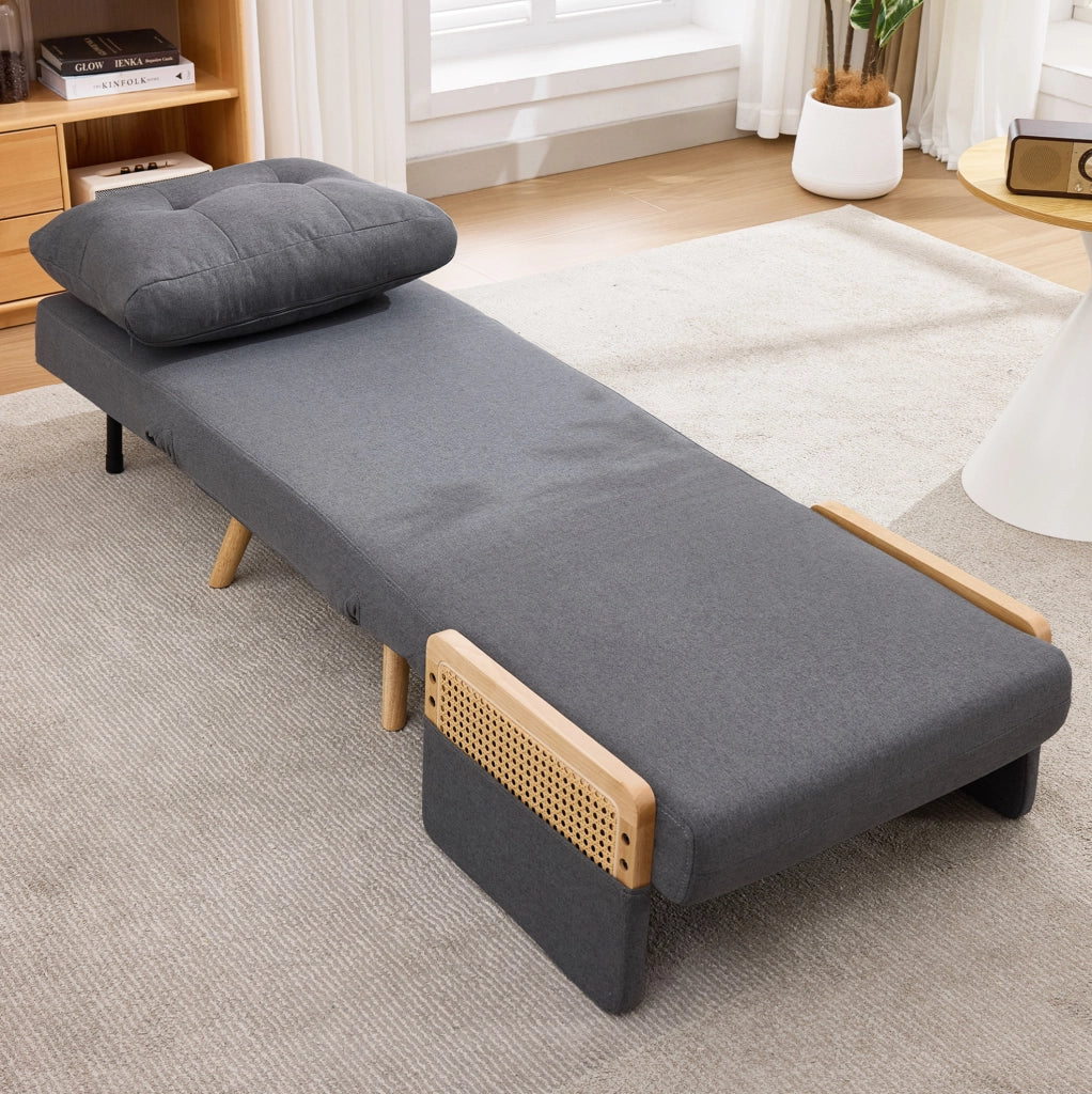 Poltrona letto 3 in 1 grigia con schienale regolabile